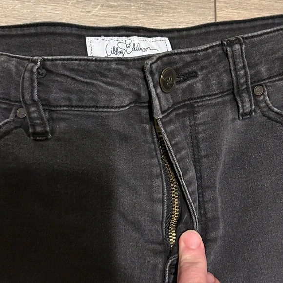 Libby Edelman Black Straight Leg Jeans with Sequin Trim - Picture 6 of 13